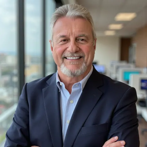 Jeff C. West smiling with arms crossed in an office