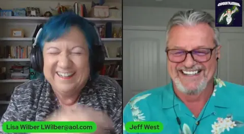 Lisa Wilber and Jeff West smiling during a Facebook Live