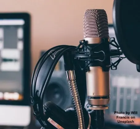 Studio microphone and headphones